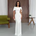 Elegante vestido de noche blanco con hombros descubiertos, vestido largo para ocasiones. - XS / Vestidos / Blanco