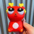 Vibrant red cartoon dragon squeeze toy with pop-out eyes for stress relief and fun. - Red Dragon / Red