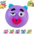 Vue détaillée de divers jouets de décompression squishy en forme de chien colorés - Changement de Visage de Chien (T33) / Violet