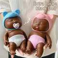Zwei süße schwarze Baby-Squishy-Puppen mit blauen und rosa Bärenmützen zum Stressabbau. - Großer Baby-Stil / 26cm / Schwarz