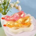Jouet antistress en forme de canard pailleté avec effet de rebond lent sensoriel - Canard / Orange Aurora Maltose