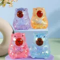 Lot de quatre balles anti-stress souples à rebond lent avec paillettes et motifs d'animaux - Style Capybara / Rose Aurora Maltose