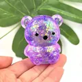 Jouet squishy ours à paillettes violettes pour soulager le stress et le jeu sensoriel - Ours / Violet