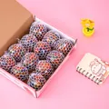 Set of 12 colorful mesh squishy grape balls in a pink gift box for stress relief - 6cm / Multicolor Venting Ball