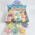 Jouets de stress en forme de cœur pailleté multicolore, pack de 12 dans boîte présentoir - Cœur / Cœur squishy en maltose à paillettes