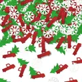 Vista detallada de confeti navideño brillante con formas de copos y arbolitos - 100 Piezas