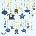 Vue détaillée du lot de 42 décorations de tourbillons suspendus bleus et dorés - Collection de 42 Pièces / Bleu