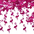 Macro view of metallic fuchsia flamingo shaped confetti for Hawaii beach party decor - Flamingo / 15g Pack / Rose Red