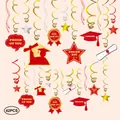Lot de 42 décorations de graduation suspendues avec chapeaux de docteur et étoiles - Collection de 42 Pièces / Rouge