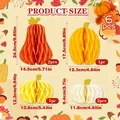 Size details for a 6-piece Thanksgiving pumpkin honeycomb ball decoration set - Set of 6