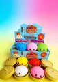 Set van kleurrijke glimlachende squishy broodjes fidget toys in diverse tinten - Meel Broodje (AA289) / Met Stoommand (1 Pack) / Meerkleurig