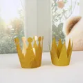Detailed macro view of golden glitter paper party crowns for kids celebrations and events - 6 Pieces/Pack (Prince Style) / Gold