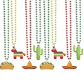 Details von mexikanischen Party-Perlenketten mit Piñata-, Kaktus- und Taco-Filzanhängern. - 8er Set / 8er Set / 8 Stück Mexikanische Perlenketten