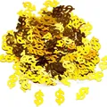 Detailed close-up showing shiny gold glitter dollar sign confetti for festive party table decor. - 15g Pack / Gold
