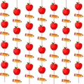 Close-up detail of apple and pencil pattern garland for school classroom decoration - Apple Pencil Hanging String / 1 String (16 Patterns)