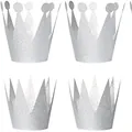Set of shimmering silver glitter party crown headbands for children's birthday celebrations - 6 Pieces/Pack (Prince Style) / Silver
