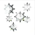 Set of 6 silver 3D paper snowflake hanging ornaments for Christmas window decorations - Snowflake / 6pcs Set / Silver