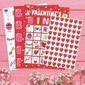 Detailed view of Valentine's Day bingo cards with cute animal and heart designs - For 40 Players