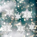 Detailed view of 3D white paper snowflake hanging ornaments for festive Christmas decor - 3D Round Snowflake / 6pcs Set / White