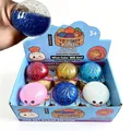 Set of colorful glitter steamed bun squishy fidget toys in a Rainbow Mystery display box - Blind Box Glitter Gel Expression Bun / 1 Piece