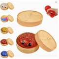 Set di giocattoli antistress baozi con glitter colorati e contenitore a vapore - 8.5cm Size / Rosso