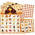 Detail van de Thanksgiving Bingo-kaarten set met esdoornblad stickers voor feesten. - Thanksgiving Bingo Spelset / Voor 24 personen