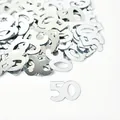 Shiny silver mirror number 50 confetti for 50th birthday party table decor - 15g/Pack / Silver