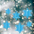 Set of 6 light blue 3D paper snowflake hanging decorations for Christmas display - 3D Round Snowflake / 6pcs Set / Light Blue