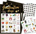 Gedetailleerd overzicht van de afstudeerbingo spelkaarten met zwart-gouden thema-iconen - Afstudeer Bingo Spelkaart / 24人玩