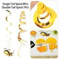 Detalle de decoraciones de fiesta en espiral con tema de abeja y recortes de miel - Juego de 15 Piezas