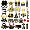 34-piece premium black and gold 40th birthday photo booth props set for party decorations - 40th Birthday Photo Props
