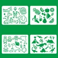 Lot de pochoirs de dessin pour enfants avec motifs animaux, fruits, mer et dinosaures. - Animal+Fruit+Océan+Dinosaure / Ensemble de 32 pièces