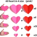 Set di 60 adesivi murali cuore 3D in 4 dimensioni per decorazioni nuziali di San Valentino. - Set da 60 Pezzi / Adesivi Murali Cuore a Colori Misti