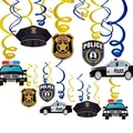Decorazioni per feste a tema polizia, spirali in PVC con auto e distintivi - Set da 25 pezzi / Confezione da 25