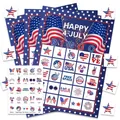 4th of July American Independence Day Bingo game cards with patriotic star patterns - 24 Players Independence Day Bingo Game