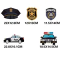 Decorazioni appese in PVC per festa a tema polizia con disegni di auto e distintivo - Set da 10 pezzi / Confezione da 10