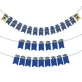 Blauwe en gouden afstudeerfeest fotobanner set met gefeliciteerd tekst voor decoratie - Blauw