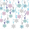 Decoraciones colgantes de espiral de copo de nieve con purpurina para Navidad y fiestas - 20 Unidades/Paquete