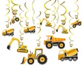Excavator and truck theme hanging swirl decorations for kids birthday party backgrounds - Construction Vehicle Hanging Swirls / 30Pcs Pack