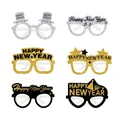 Detail showing six styles of glittery New Year party paper glasses in gold and silver - One Size / 2027 New Year Series / Set of 6