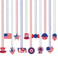 Set de collares de cuentas del Día de la Independencia con colgantes de estrellas y banderas - Juego de 12