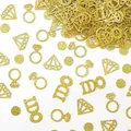 Detailed close-up view of gold glitter engagement confetti with I DO and ring shapes - Diamond Ring (I DO Series) / 100pcs Pack / Gold