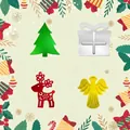 Dimensiones detalladas de confeti navideño de PVC con formas de árbol, reno y ángel - Confeti para Lanzar Temática Navideña / Paquete de 15g