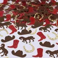 Vista dettagliata dei coriandoli glitterati a tema cowboy in varie forme e colori vivaci - 100 Pezzi / Colore misto