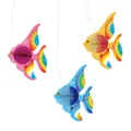 Set of three colorful paper honeycomb tropical fish hanging party decorations - Three-Color Double-Sided Printing / Set of 3