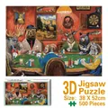 Vue détaillée du puzzle de 500 pièces d'animaux de la forêt jouant au poker avec boîte - 500 Pièces / Puzzle Animaux 2
