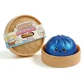 Grande squishy a forma di raviolo blu glitterato con cestino per vapore marrone - Blu Glitter