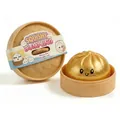 Giocattolo squishy a forma di raviolo dorato sorridente in cesto vapore per lo stress - Oro Glitterato