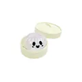 Baozi squishy glitterato con faccina sorridente carina e mini vaporiera in plastica bianca - Sorriso Fantasma Minimalista (Cesto Bianco) / Bianco
