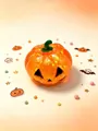 Juguete antiestrés de calabaza de Halloween naranja con purpurina para relajarse y jugar - Estilo Jack-O-Lantern (Con Vaporera) / Naranja